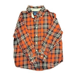 GAP Orange Plaid Collared Button Up  Long Sleeve Shirt Size S (5-6)